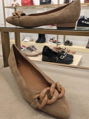 🌹 Aquatilia 🌹 Palina Women's Sz 6 M Suede Chain Ballerina Flats $395 🆕